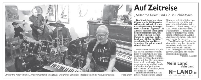 Zeitungsartikel über "Miller the Killer", erschienen am 15.02.2018 in der Pegnitz-Zeitung